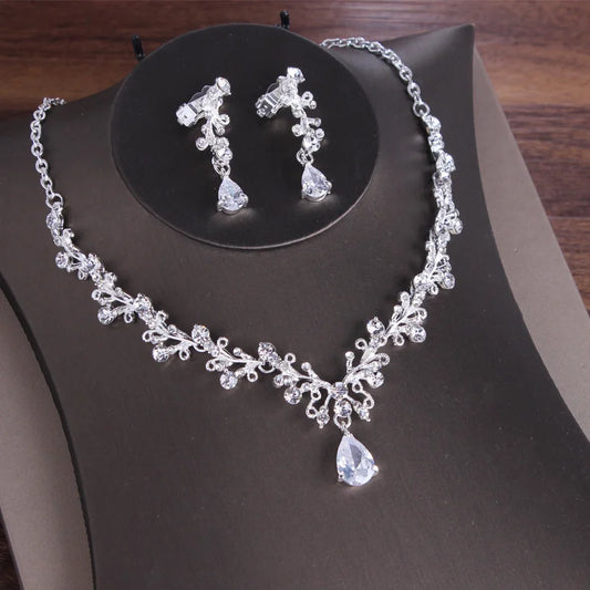 New Korean ZIRCON necklace earrings set