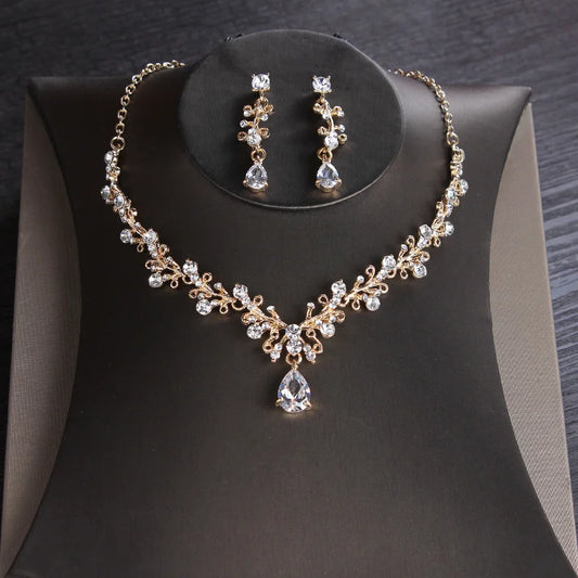 New Korean ZIRCON necklace earrings set